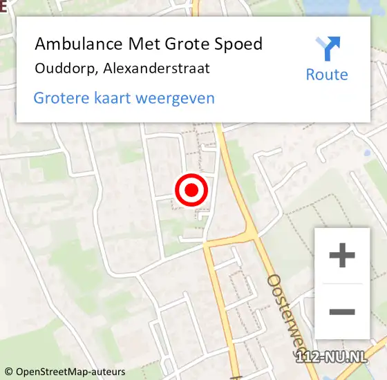 Locatie op kaart van de 112 melding: Ambulance Met Grote Spoed Naar Ouddorp, Alexanderstraat op 22 augustus 2024 09:24