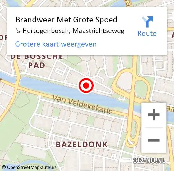 Locatie op kaart van de 112 melding: Brandweer Met Grote Spoed Naar 's-Hertogenbosch, Maastrichtseweg op 22 augustus 2024 09:26