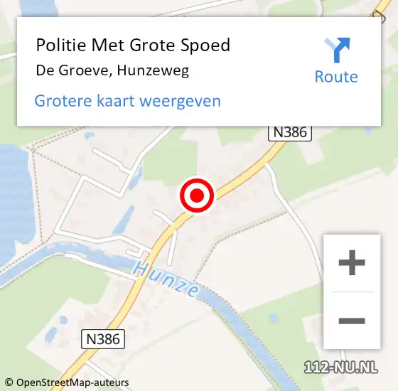 Locatie op kaart van de 112 melding: Politie Met Grote Spoed Naar De Groeve, Hunzeweg op 22 augustus 2024 09:32