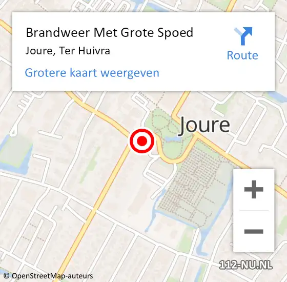 Locatie op kaart van de 112 melding: Brandweer Met Grote Spoed Naar Joure, Ter Huivra op 22 augustus 2024 09:35