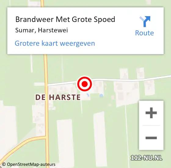 Locatie op kaart van de 112 melding: Brandweer Met Grote Spoed Naar Sumar, Harstewei op 22 augustus 2024 09:49