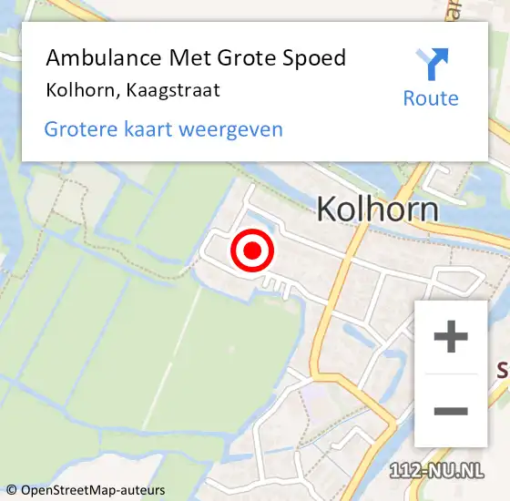 Locatie op kaart van de 112 melding: Ambulance Met Grote Spoed Naar Kolhorn, Kaagstraat op 22 augustus 2024 10:08