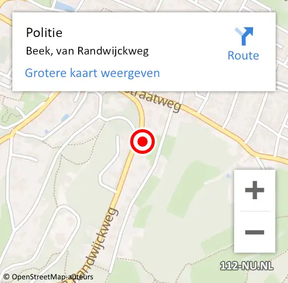 Locatie op kaart van de 112 melding: Politie Beek, van Randwijckweg op 22 augustus 2024 10:40