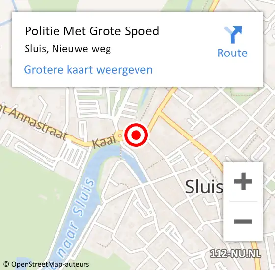 Locatie op kaart van de 112 melding: Politie Met Grote Spoed Naar Sluis, Nieuwe weg op 22 augustus 2024 10:49