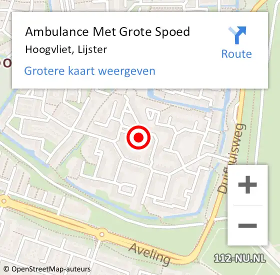 Locatie op kaart van de 112 melding: Ambulance Met Grote Spoed Naar Hoogvliet, Lijster op 22 augustus 2024 11:05