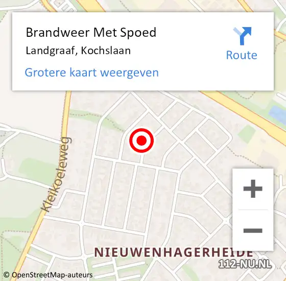 Locatie op kaart van de 112 melding: Brandweer Met Spoed Naar Landgraaf, Kochslaan op 22 augustus 2024 11:17