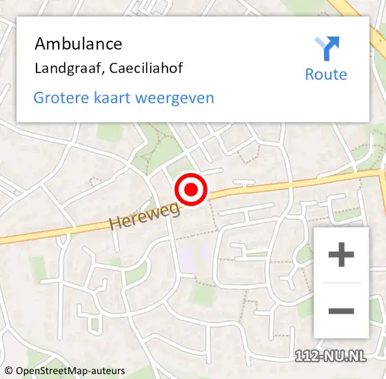 Locatie op kaart van de 112 melding: Ambulance Landgraaf, Caeciliahof op 17 oktober 2014 08:33