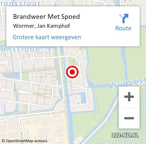 Locatie op kaart van de 112 melding: Brandweer Met Spoed Naar Wormer, Jan Kamphof op 22 augustus 2024 11:36