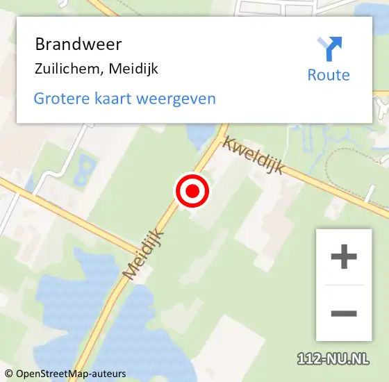 Locatie op kaart van de 112 melding: Brandweer Zuilichem, Meidijk op 22 augustus 2024 11:36