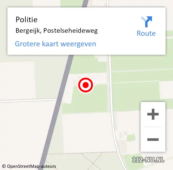 Locatie op kaart van de 112 melding: Politie Bergeijk, Postelseheideweg op 22 augustus 2024 11:42