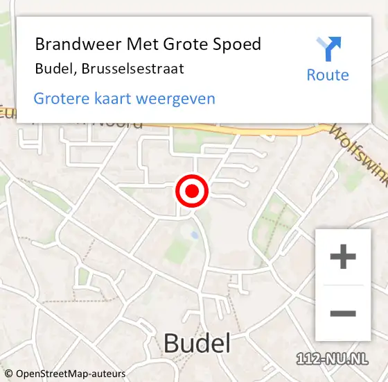 Locatie op kaart van de 112 melding: Brandweer Met Grote Spoed Naar Budel, Brusselsestraat op 22 augustus 2024 11:49