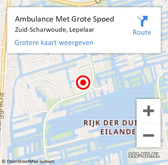 Locatie op kaart van de 112 melding: Ambulance Met Grote Spoed Naar Zuid-Scharwoude, Lepelaar op 22 augustus 2024 11:56