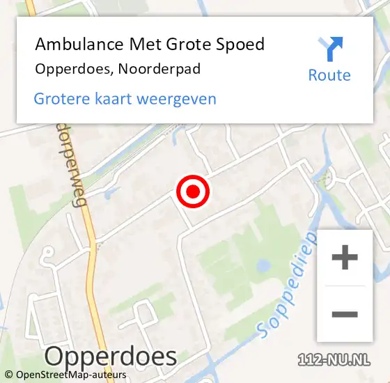 Locatie op kaart van de 112 melding: Ambulance Met Grote Spoed Naar Opperdoes, Noorderpad op 22 augustus 2024 12:01