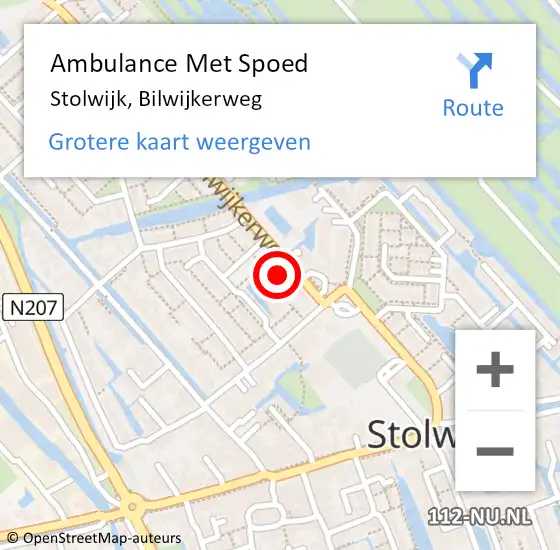 Locatie op kaart van de 112 melding: Ambulance Met Spoed Naar Stolwijk, Bilwijkerweg op 22 augustus 2024 12:11