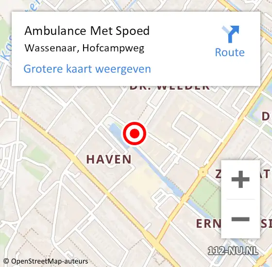 Locatie op kaart van de 112 melding: Ambulance Met Spoed Naar Wassenaar, Hofcampweg op 22 augustus 2024 12:21