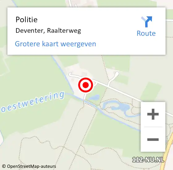 Locatie op kaart van de 112 melding: Politie Deventer, Raalterweg op 22 augustus 2024 12:33