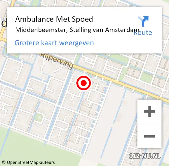 Locatie op kaart van de 112 melding: Ambulance Met Spoed Naar Middenbeemster, Stelling van Amsterdam op 22 augustus 2024 12:34