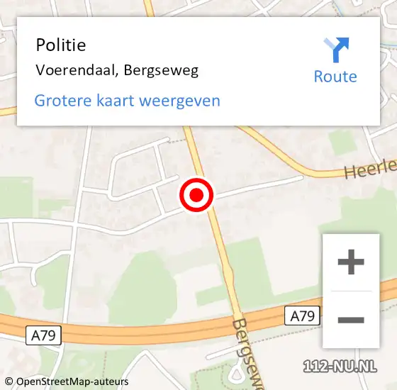 Locatie op kaart van de 112 melding: Politie Voerendaal, Bergseweg op 22 augustus 2024 12:42