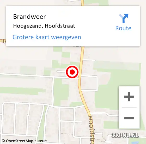 Locatie op kaart van de 112 melding: Brandweer Hoogezand, Hoofdstraat op 22 augustus 2024 12:50