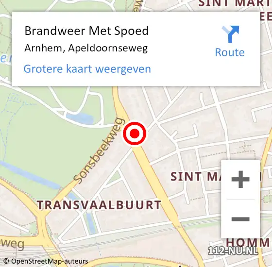 Locatie op kaart van de 112 melding: Brandweer Met Spoed Naar Arnhem, Apeldoornseweg op 22 augustus 2024 13:16