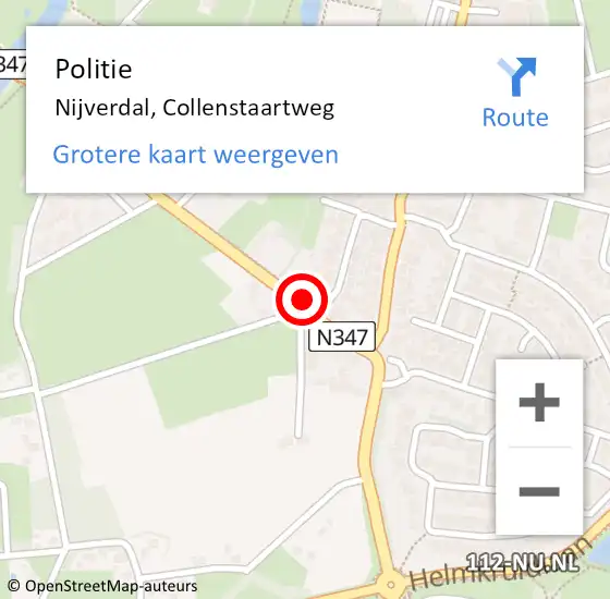 Locatie op kaart van de 112 melding: Politie Nijverdal, Collenstaartweg op 22 augustus 2024 13:32