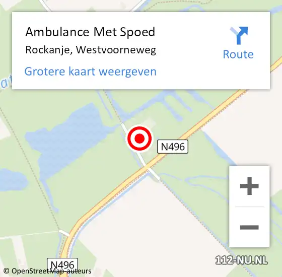 Locatie op kaart van de 112 melding: Ambulance Met Spoed Naar Rockanje, Westvoorneweg op 22 augustus 2024 13:37