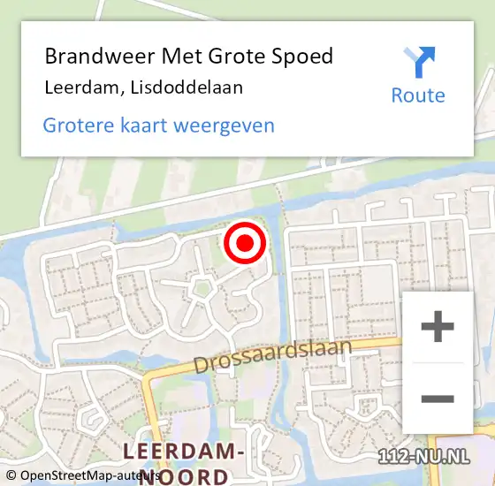 Locatie op kaart van de 112 melding: Brandweer Met Grote Spoed Naar Leerdam, Lisdoddelaan op 22 augustus 2024 13:39