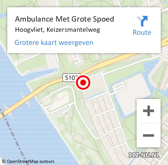 Locatie op kaart van de 112 melding: Ambulance Met Grote Spoed Naar Hoogvliet, Keizersmantelweg op 22 augustus 2024 13:58