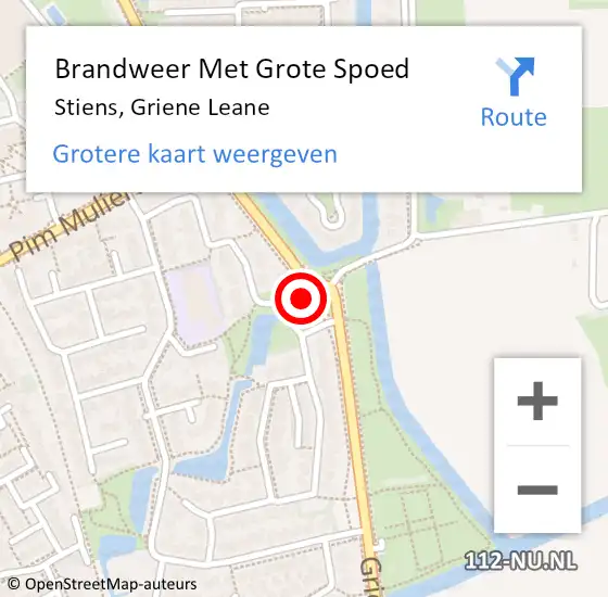 Locatie op kaart van de 112 melding: Brandweer Met Grote Spoed Naar Stiens, Griene Leane op 22 augustus 2024 14:11