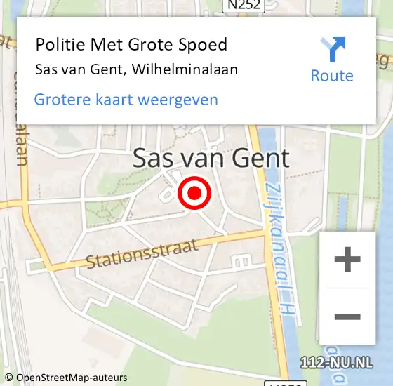 Locatie op kaart van de 112 melding: Politie Met Grote Spoed Naar Sas van Gent, Wilhelminalaan op 22 augustus 2024 14:14