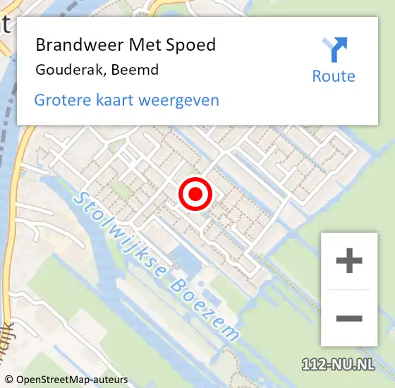 Locatie op kaart van de 112 melding: Brandweer Met Spoed Naar Gouderak, Beemd op 22 augustus 2024 14:33