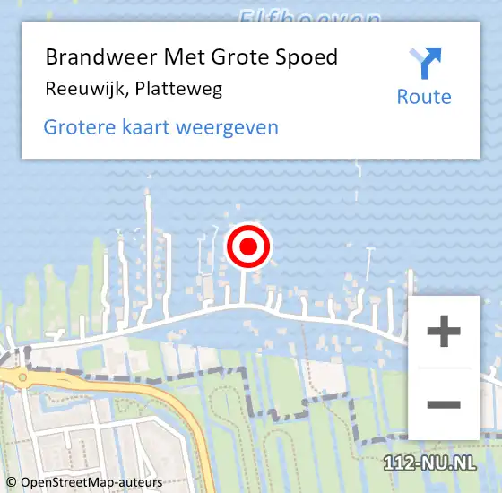 Locatie op kaart van de 112 melding: Brandweer Met Grote Spoed Naar Reeuwijk, Platteweg op 22 augustus 2024 14:41