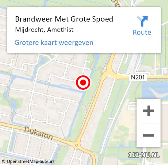 Locatie op kaart van de 112 melding: Brandweer Met Grote Spoed Naar Mijdrecht, Amethist op 22 augustus 2024 14:50