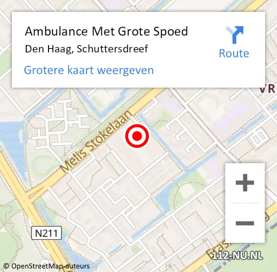 Locatie op kaart van de 112 melding: Ambulance Met Grote Spoed Naar Den Haag, Schuttersdreef op 22 augustus 2024 14:51