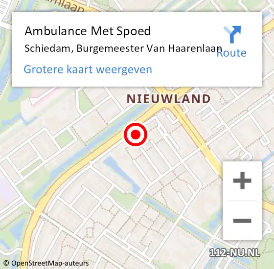 Locatie op kaart van de 112 melding: Ambulance Met Spoed Naar Schiedam, Burgemeester Van Haarenlaan op 22 augustus 2024 14:54