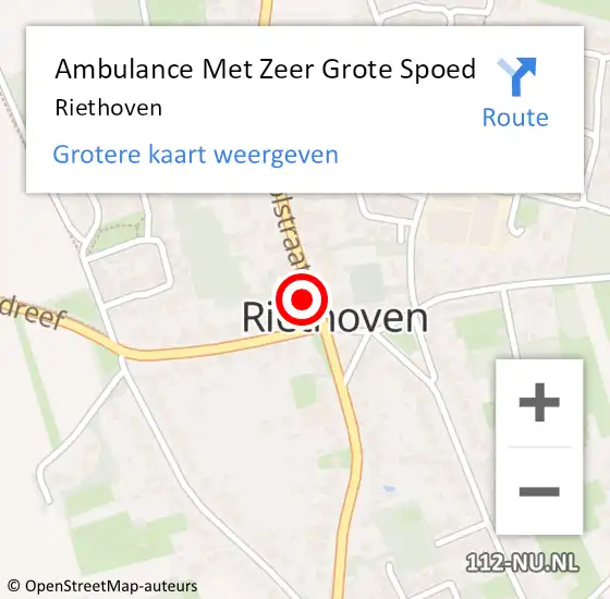 Locatie op kaart van de 112 melding: Ambulance Met Zeer Grote Spoed Naar Riethoven op 22 augustus 2024 15:10