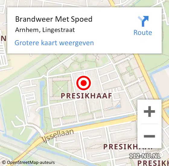 Locatie op kaart van de 112 melding: Brandweer Met Spoed Naar Arnhem, Lingestraat op 22 augustus 2024 15:13