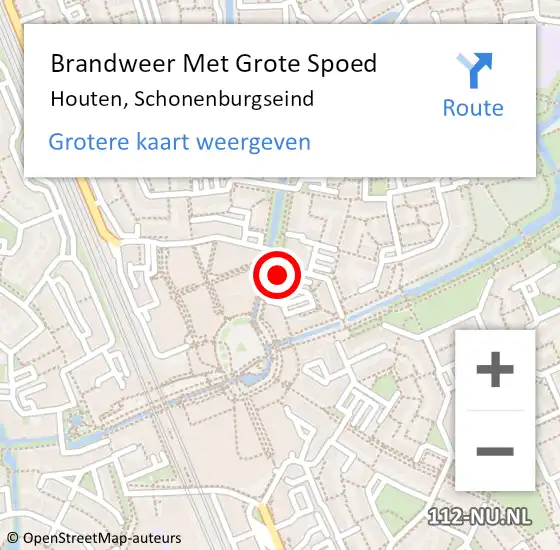 Locatie op kaart van de 112 melding: Brandweer Met Grote Spoed Naar Houten, Schonenburgseind op 22 augustus 2024 15:22