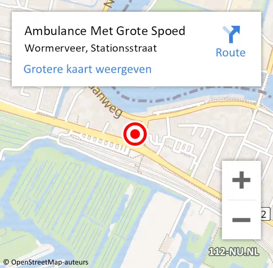 Locatie op kaart van de 112 melding: Ambulance Met Grote Spoed Naar Wormerveer, Stationsstraat op 22 augustus 2024 15:35