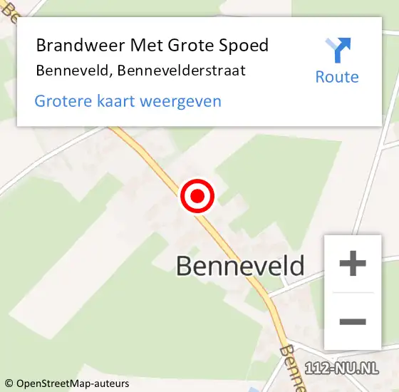 Locatie op kaart van de 112 melding: Brandweer Met Grote Spoed Naar Benneveld, Bennevelderstraat op 22 augustus 2024 15:58