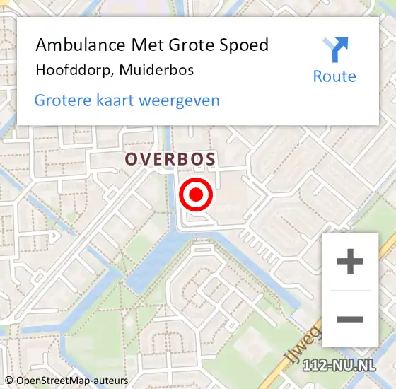 Locatie op kaart van de 112 melding: Ambulance Met Grote Spoed Naar Hoofddorp, Muiderbos op 22 augustus 2024 16:04