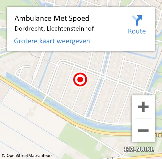 Locatie op kaart van de 112 melding: Ambulance Met Spoed Naar Dordrecht, Liechtensteinhof op 22 augustus 2024 16:05