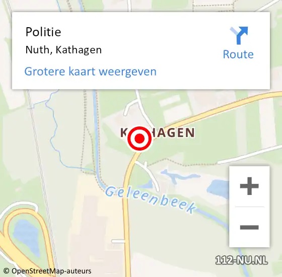 Locatie op kaart van de 112 melding: Politie Nuth, Kathagen op 22 augustus 2024 16:08