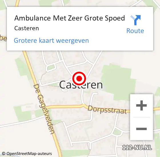 Locatie op kaart van de 112 melding: Ambulance Met Zeer Grote Spoed Naar Casteren op 22 augustus 2024 16:18