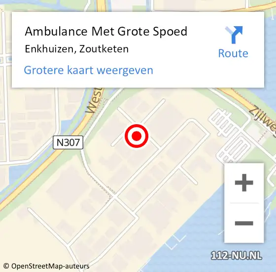 Locatie op kaart van de 112 melding: Ambulance Met Grote Spoed Naar Enkhuizen, Zoutketen op 22 augustus 2024 16:29