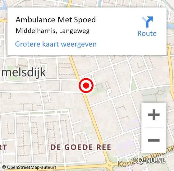 Locatie op kaart van de 112 melding: Ambulance Met Spoed Naar Middelharnis, Langeweg op 22 augustus 2024 16:32