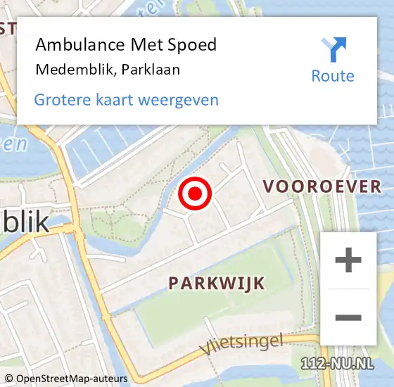 Locatie op kaart van de 112 melding: Ambulance Met Spoed Naar Medemblik, Parklaan op 22 augustus 2024 16:46