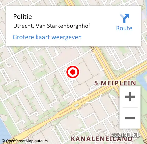 Locatie op kaart van de 112 melding: Politie Utrecht, Van Starkenborghhof op 22 augustus 2024 17:07