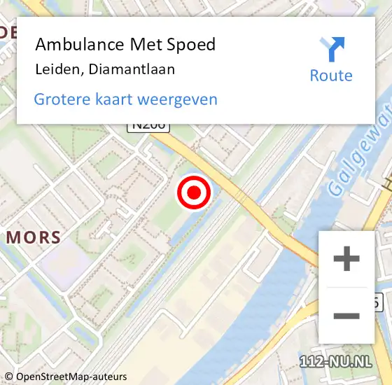 Locatie op kaart van de 112 melding: Ambulance Met Spoed Naar Leiden, Diamantlaan op 22 augustus 2024 17:23