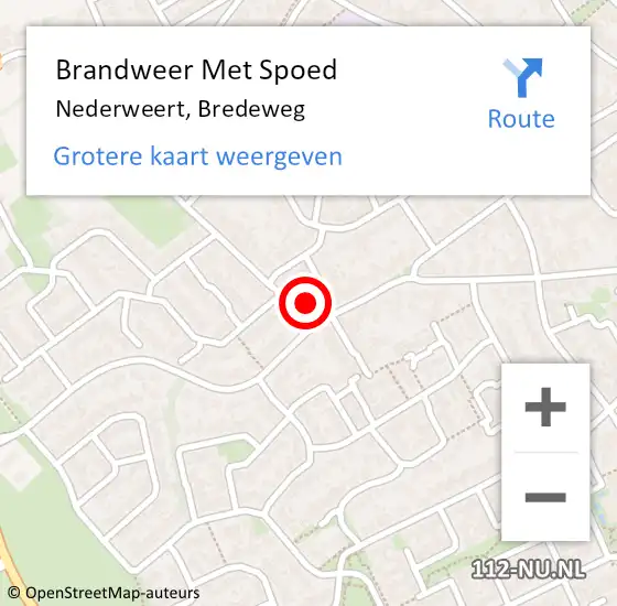 Locatie op kaart van de 112 melding: Brandweer Met Spoed Naar Nederweert, Bredeweg op 22 augustus 2024 17:44